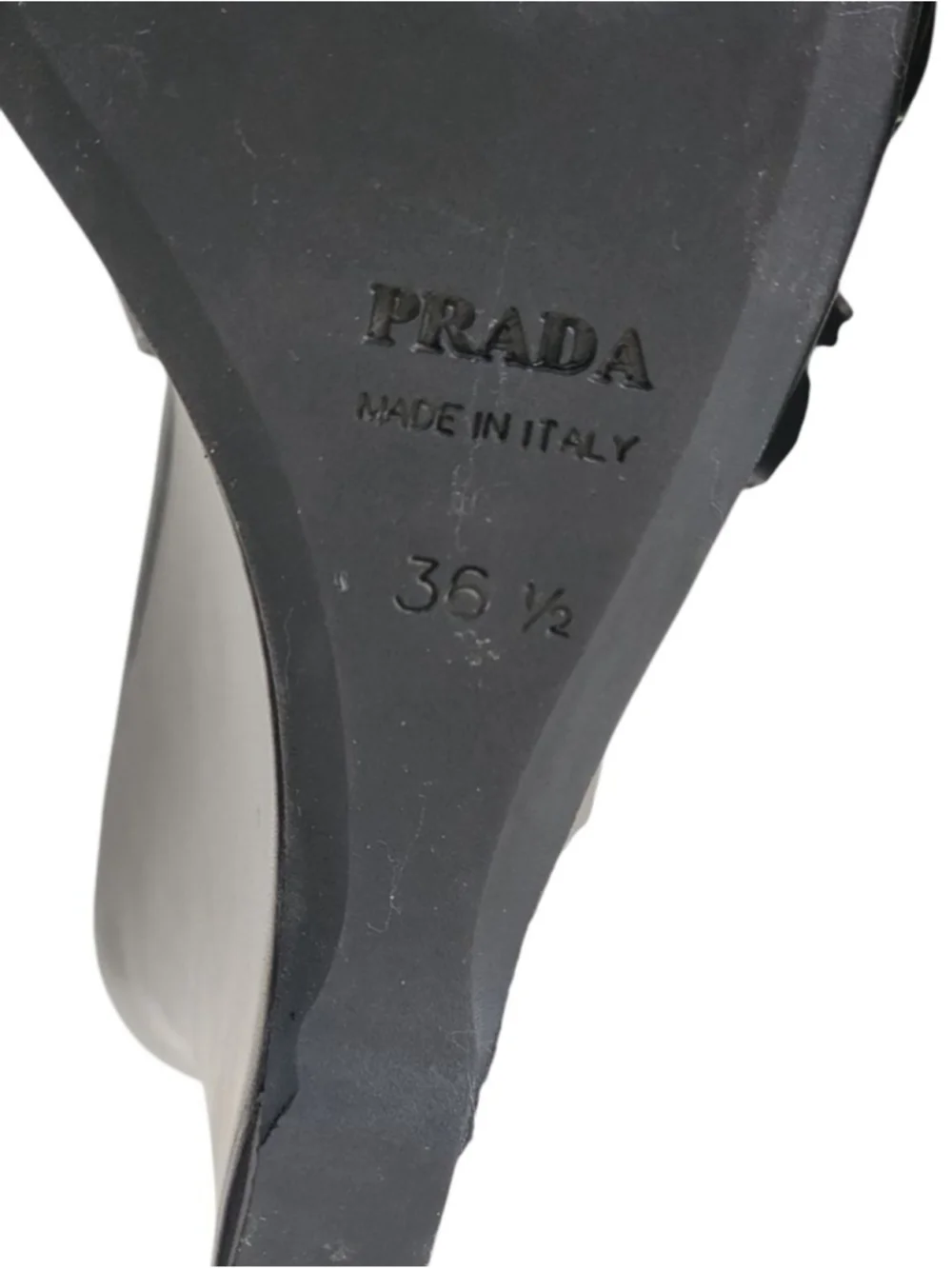 PRADA Black Square Peep Toe Platform Wedge Slingback‎ Sandals Size Size 36.5 6.5